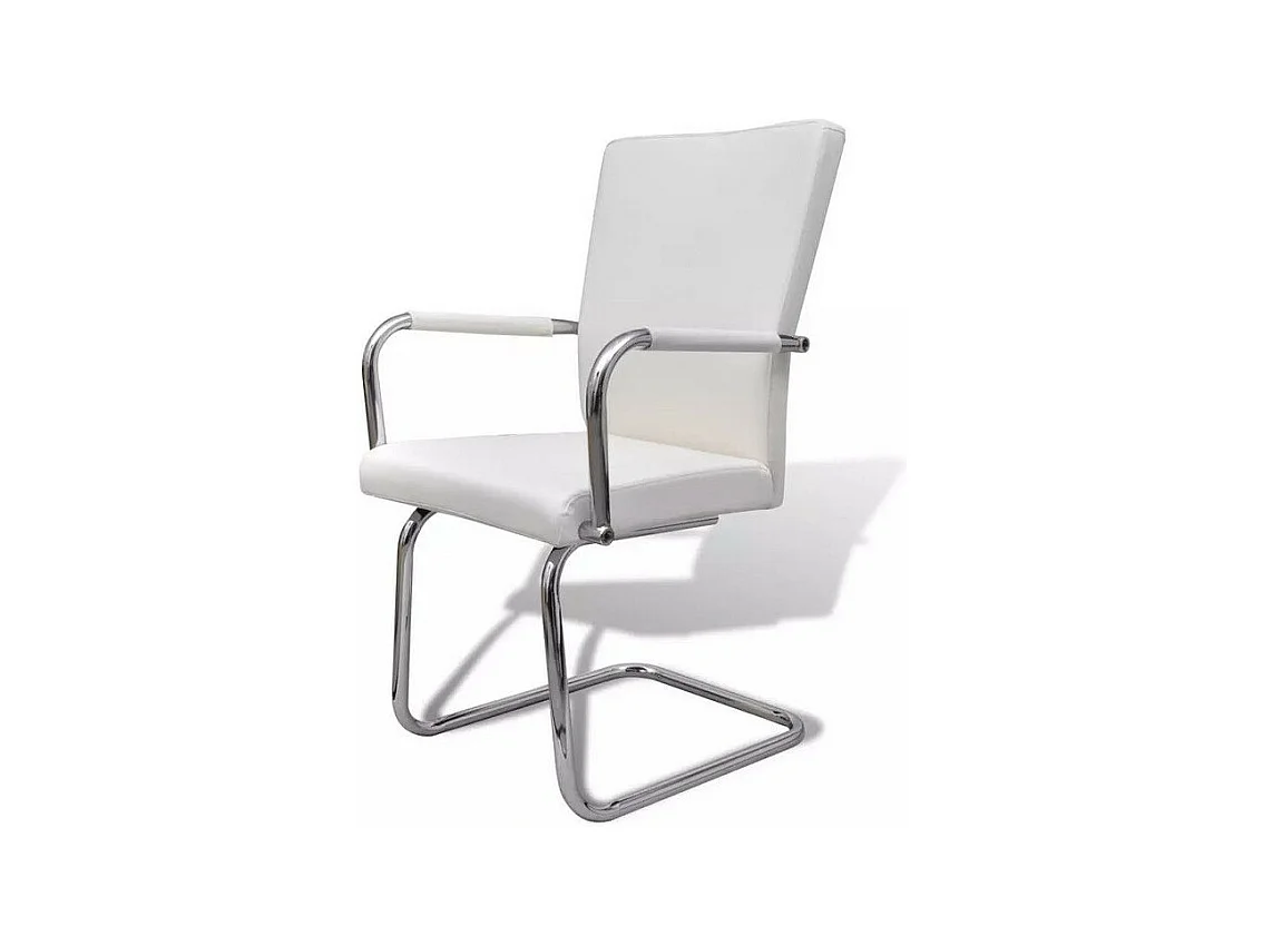 Chaise simili cuir blanc et métal chromé Bea - Lot de 4