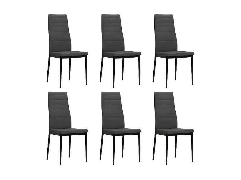 Chaise tissu gris foncé et pieds métal noir Karlane - Lot de 6