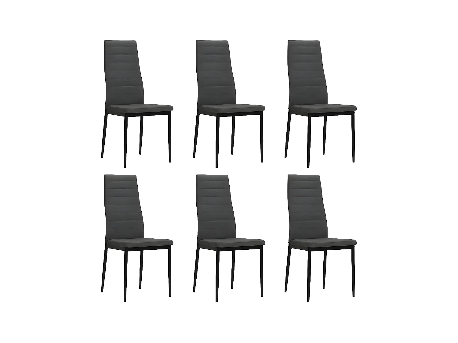 Chaise tissu gris foncé et pieds métal noir Karlane - Lot de 6
