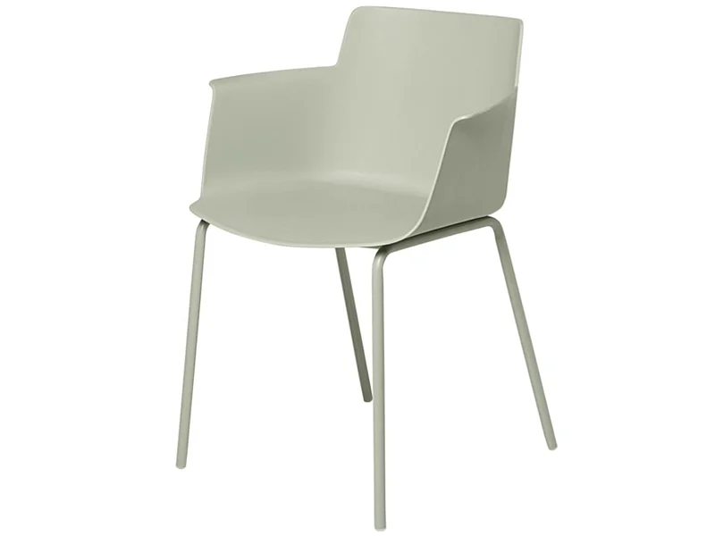 Chaise moderne avec accoudoirs en polypropylène et métal Kova-Couleur Vert amande