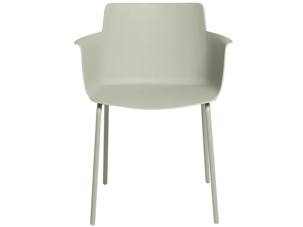 Moderne stoel met armleuningen in polypropyleen en metaal Kova-Kleur Amandel groen