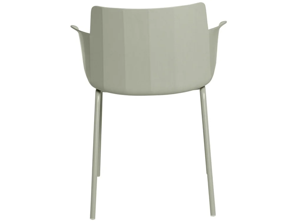 Moderne stoel met armleuningen in polypropyleen en metaal Kova-Kleur Amandel groen