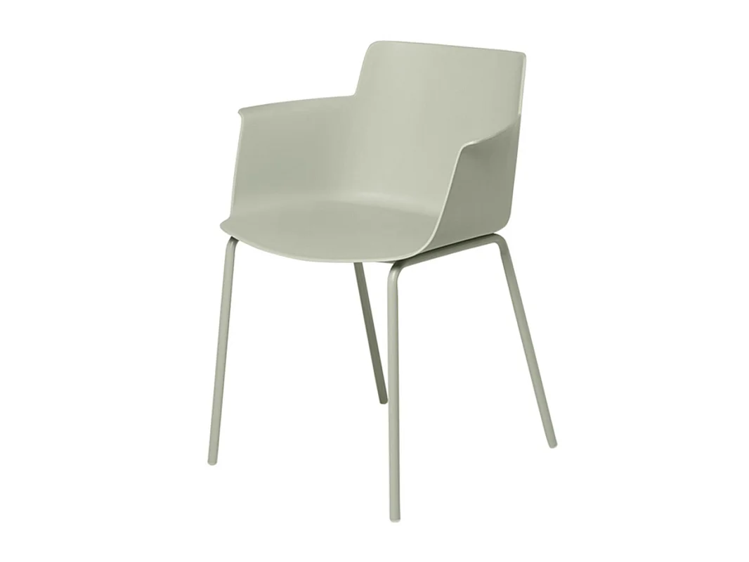 Chaise moderne avec accoudoirs en polypropylène et métal Kova-Couleur Vert amande