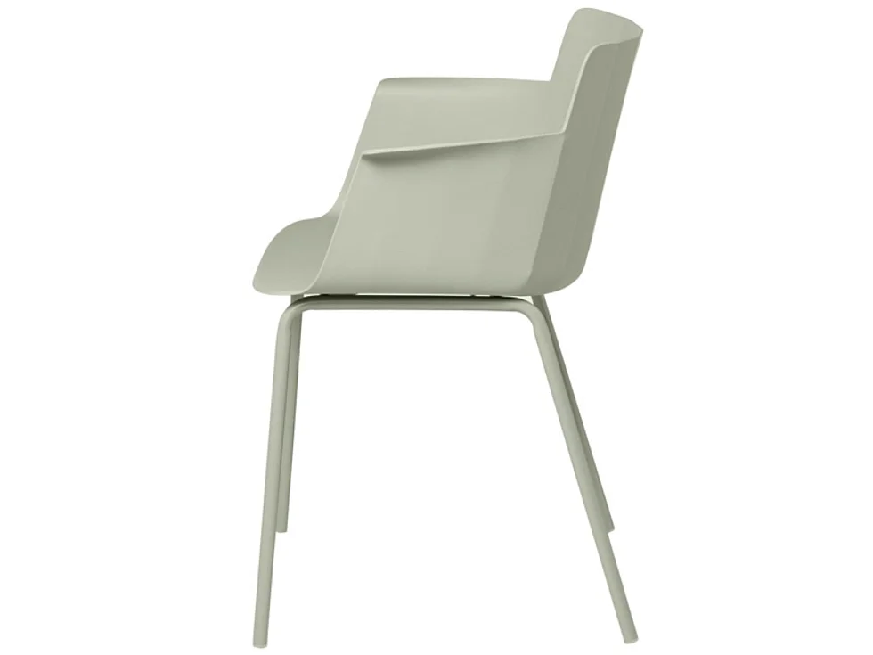 Moderne stoel met armleuningen in polypropyleen en metaal Kova-Kleur Amandel groen