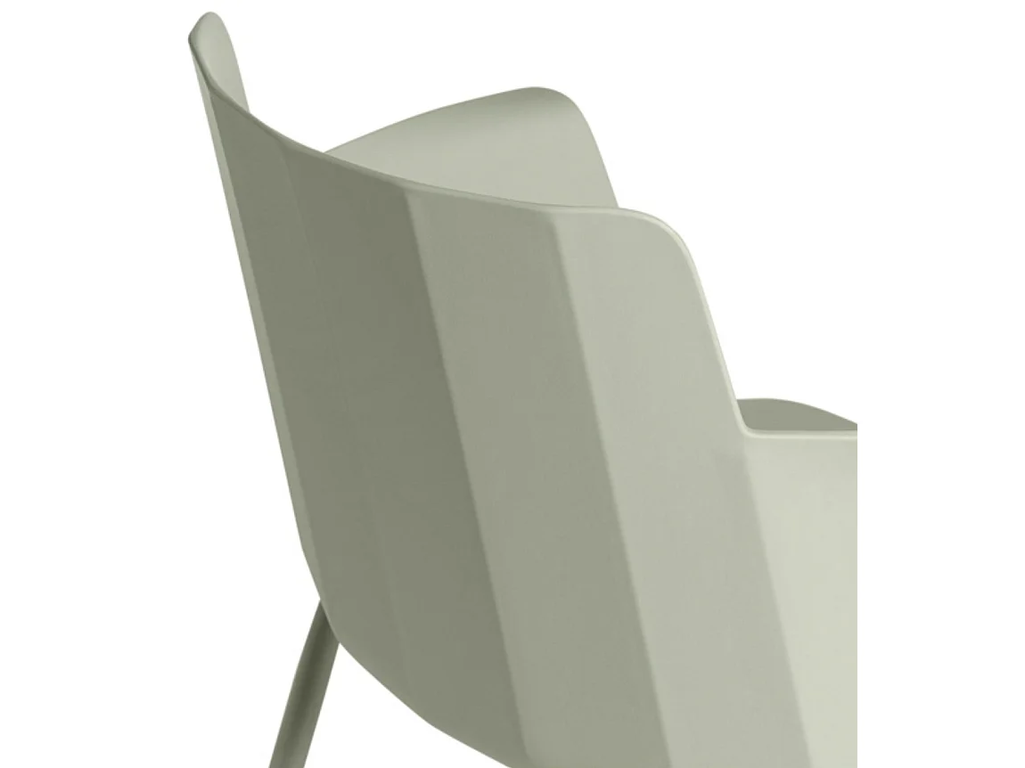 Moderne stoel met armleuningen in polypropyleen en metaal Kova-Kleur Amandel groen
