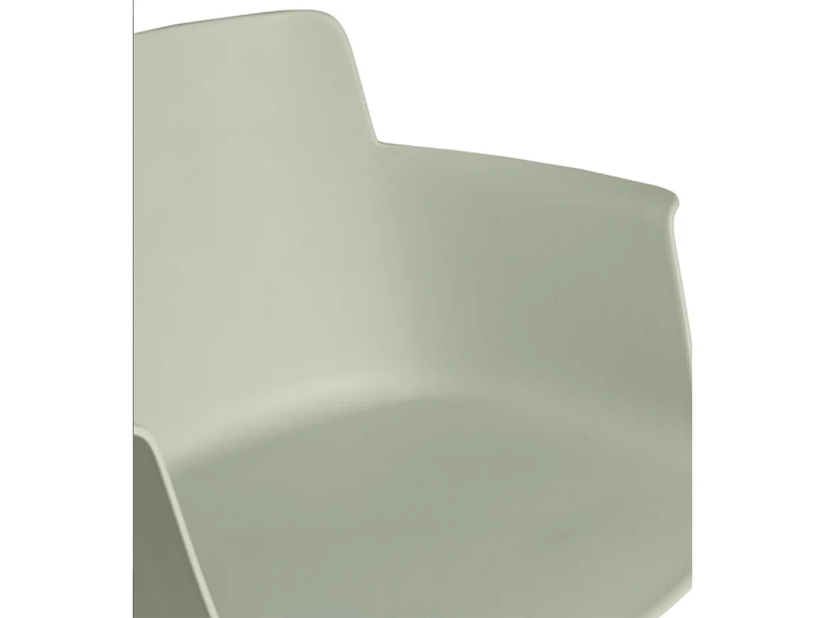 Moderne stoel met armleuningen in polypropyleen en metaal Kova-Kleur Amandel groen