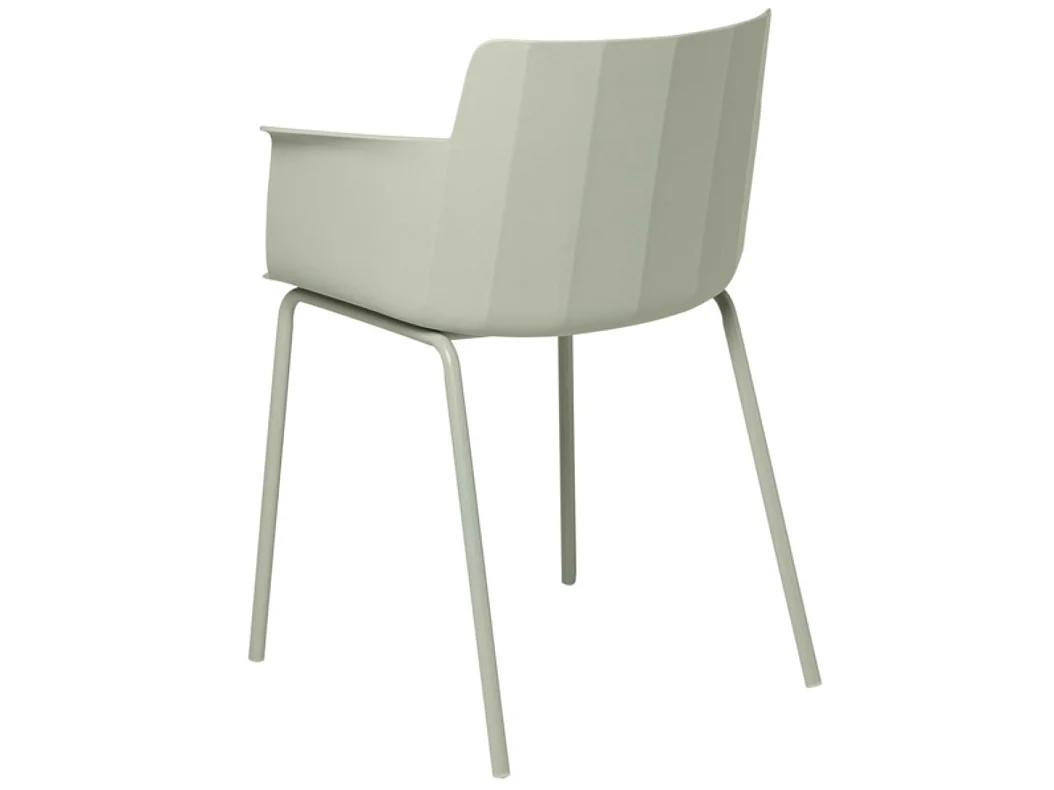 Moderne stoel met armleuningen in polypropyleen en metaal Kova-Kleur Amandel groen