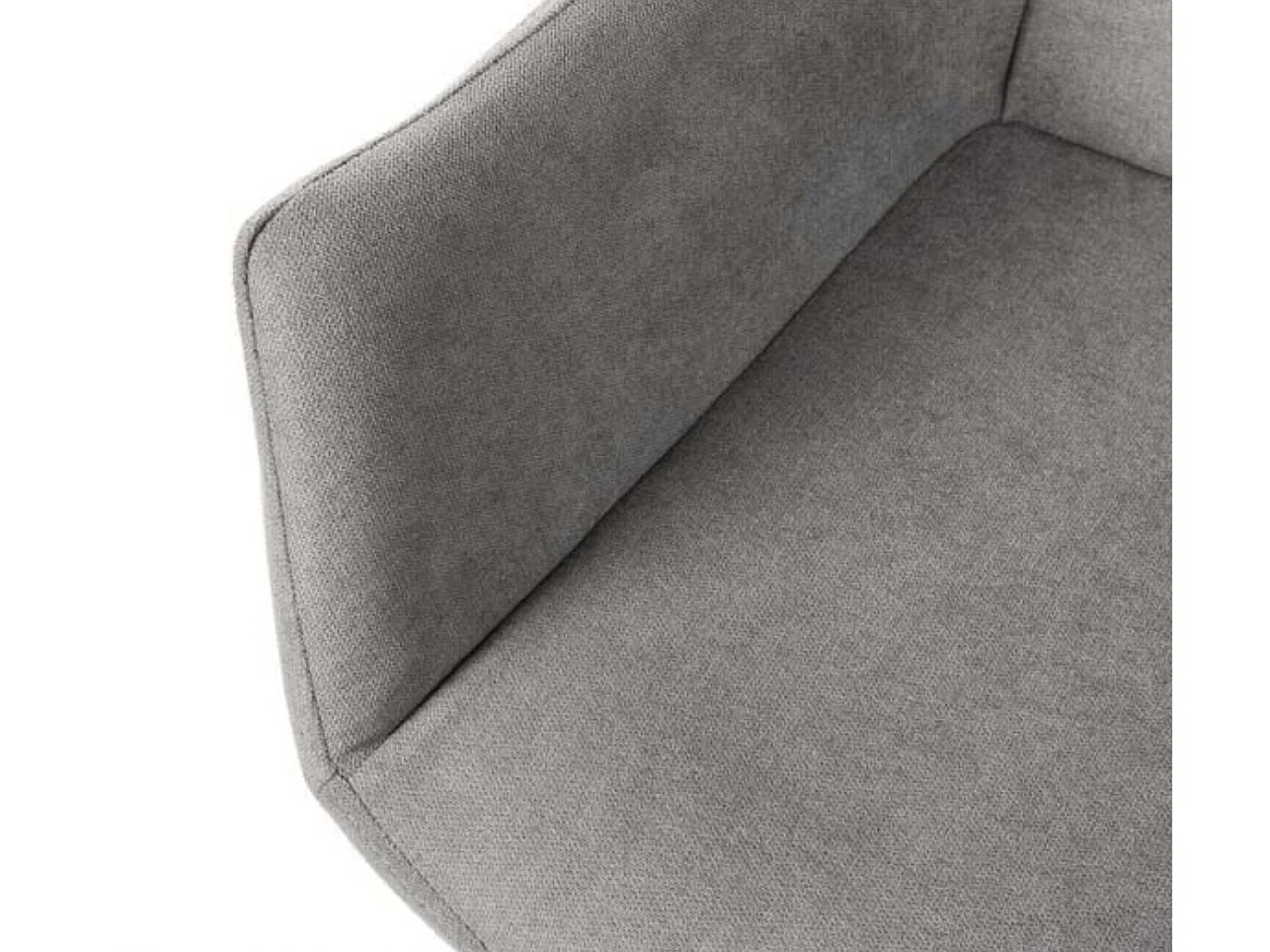 Chaise avec accoudoir tissu matelassé et acier noir Kony-Couleur Gris clair