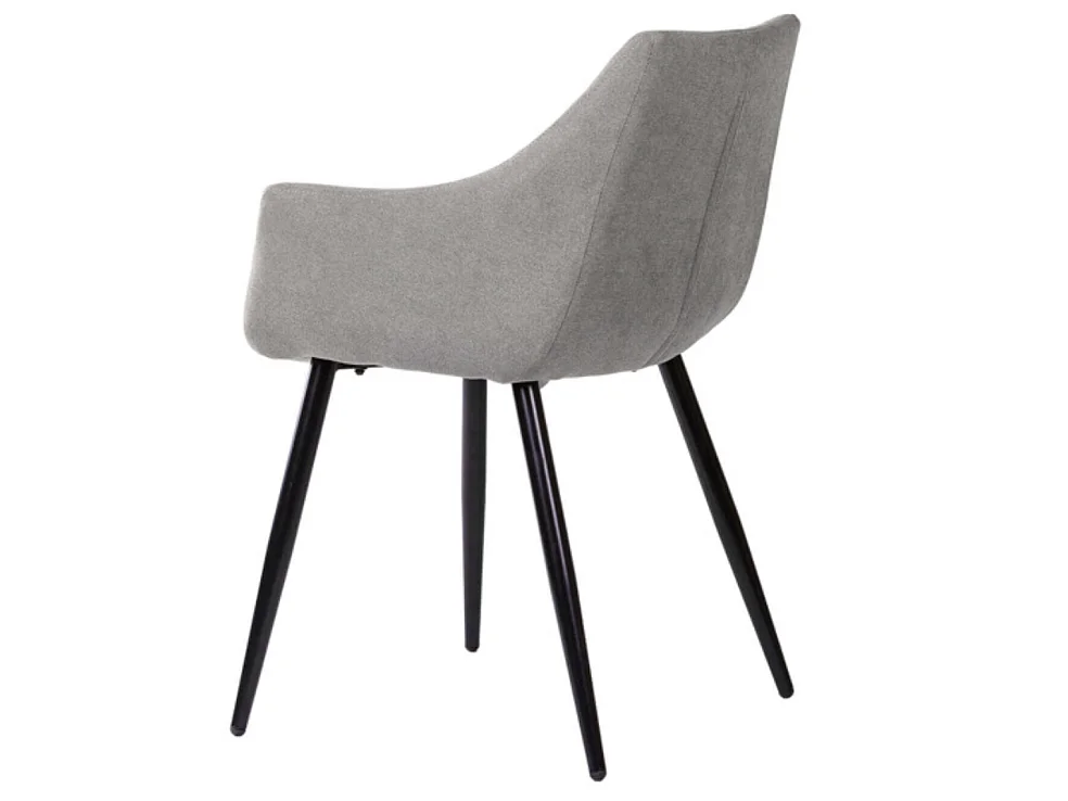 Chaise avec accoudoir tissu matelassé et acier noir Kony-Couleur Gris clair