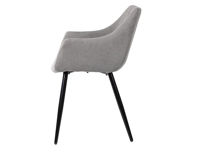 Chaise avec accoudoir tissu matelassé et acier noir Kony-Couleur Gris clair