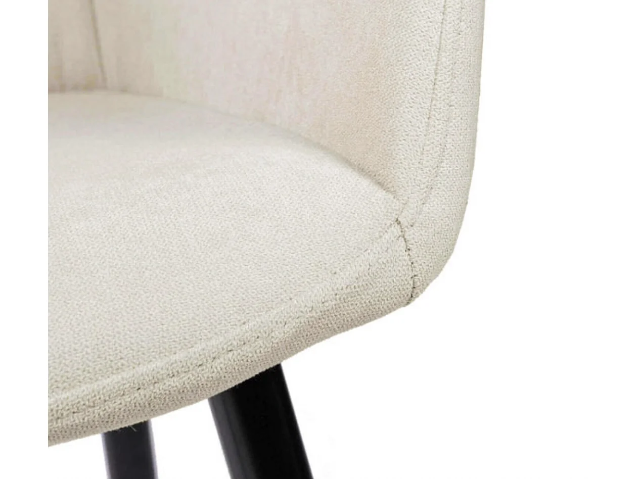 Chaise avec accoudoir tissu matelassé et acier noir Kony-Couleur Crème