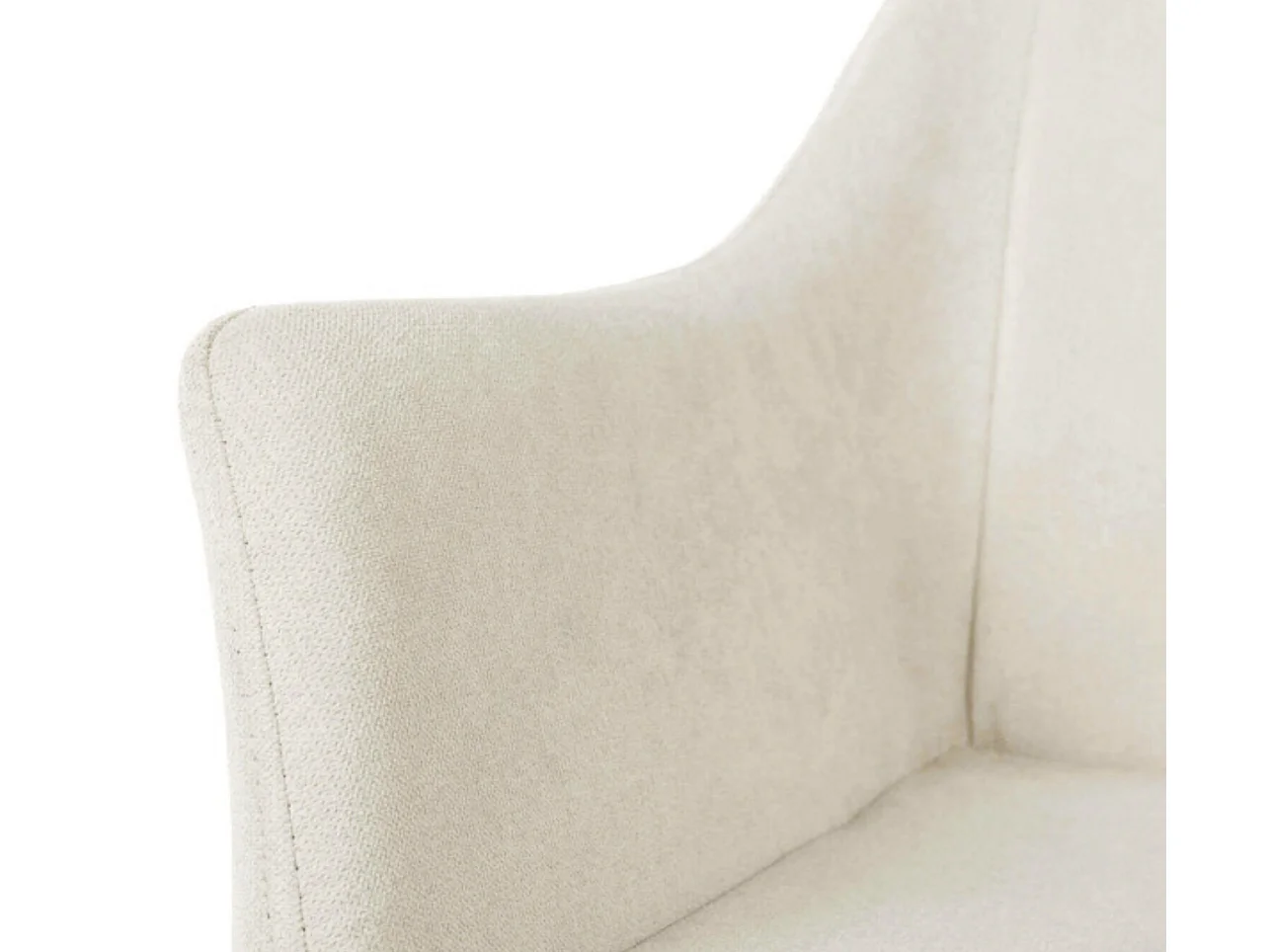 Chaise avec accoudoir tissu matelassé et acier noir Kony-Couleur Crème