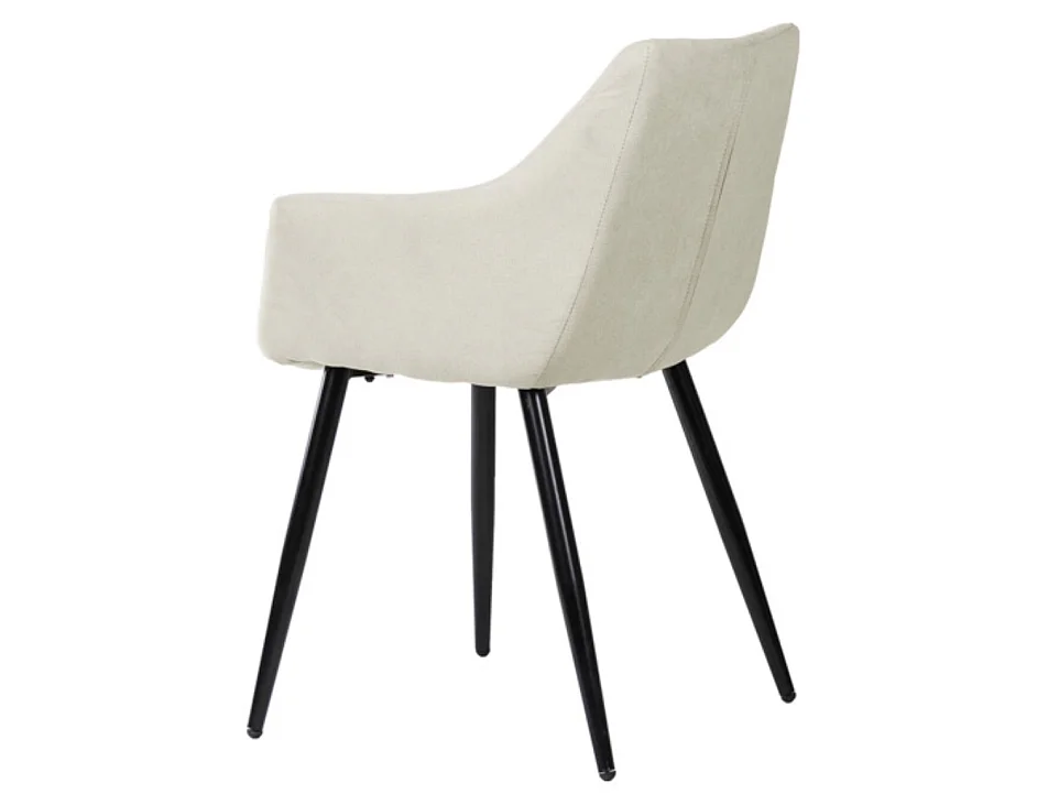 Chaise avec accoudoir tissu matelassé et acier noir Kony-Couleur Crème
