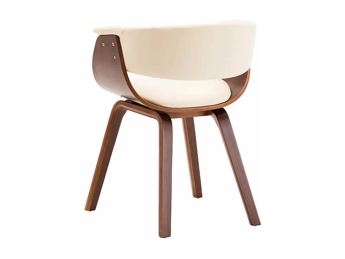 Chaise de salle à manger bois marron courbé et similicuir beige Kobaly