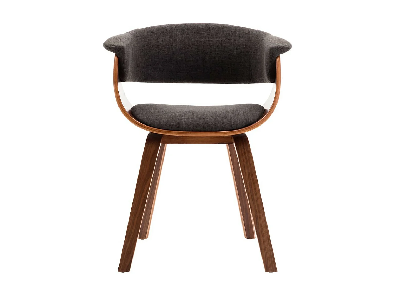 Chaise de salle à manger bois marron courbé et tissu gris Kobaly- Lot de 4