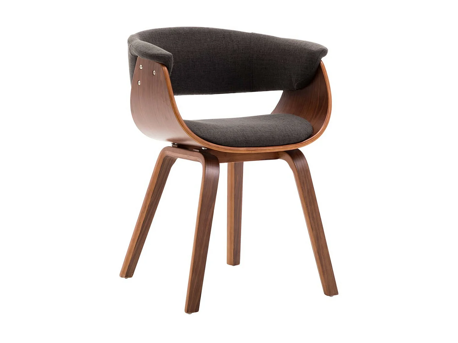 Chaise de salle à manger bois marron courbé et tissu gris Kobaly- Lot de 4