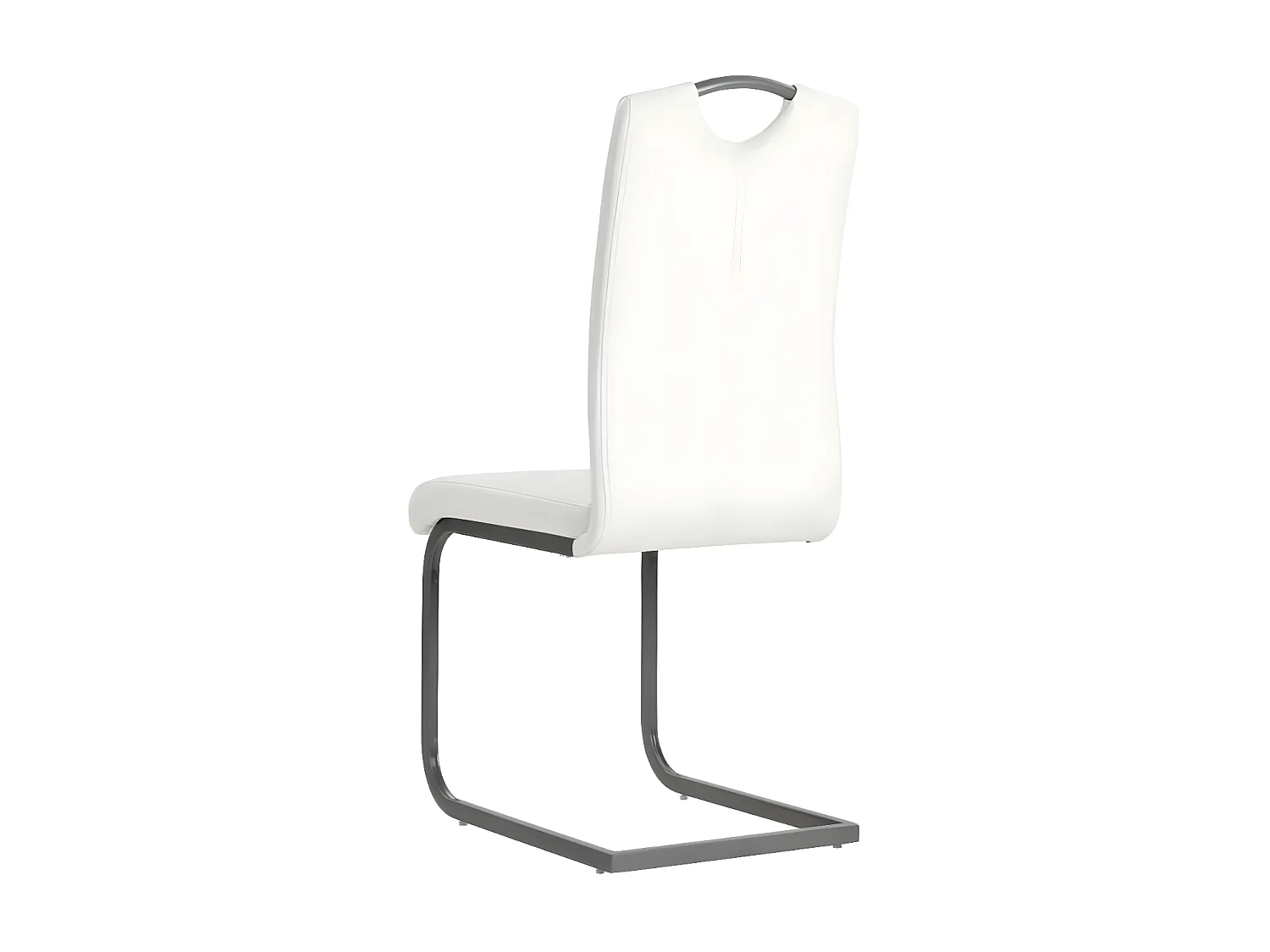 Chaise similicuir blanc et pieds métal chromé Mikarelane - Lot de 2