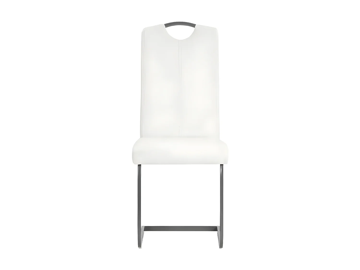 Chaise similicuir blanc et pieds métal chromé Mikarelane - Lot de 2