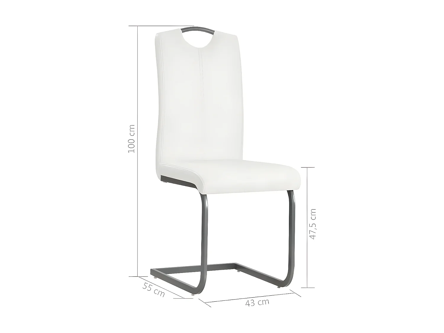 Chaise similicuir blanc et pieds métal chromé Mikarelane - Lot de 2