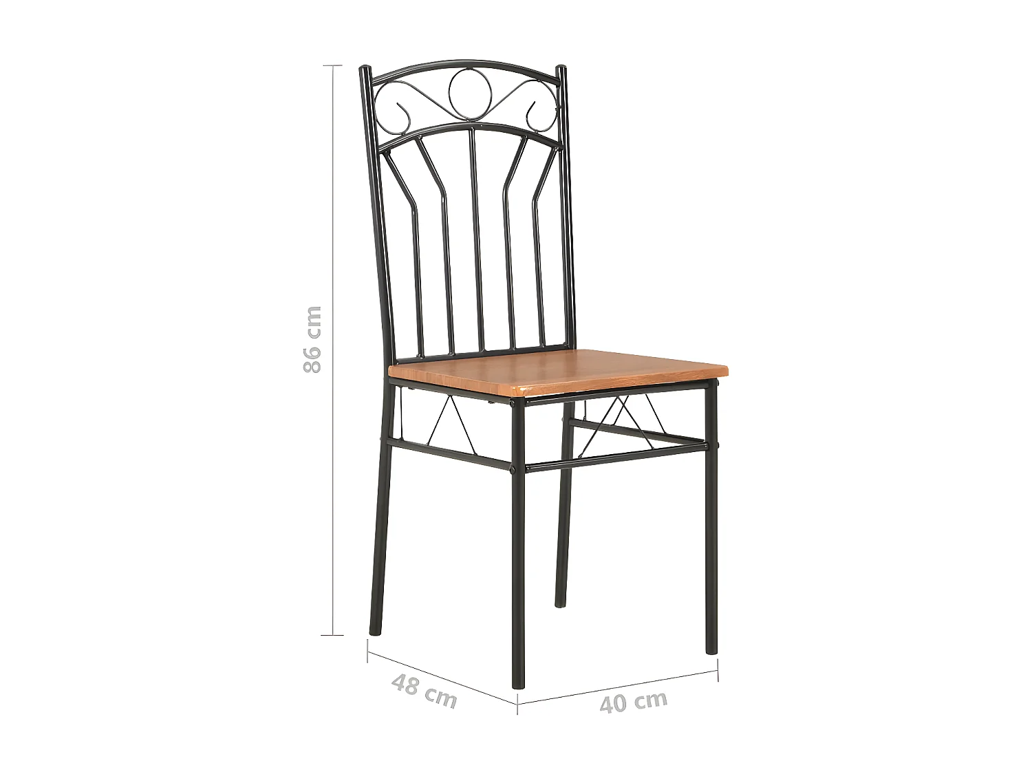 Chaise de salle à manger bois foncé et métal noir Wave - Lot de 4