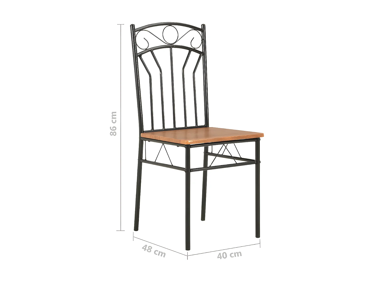 Chaise de salle à manger bois foncé et métal noir Wave - Lot de 4