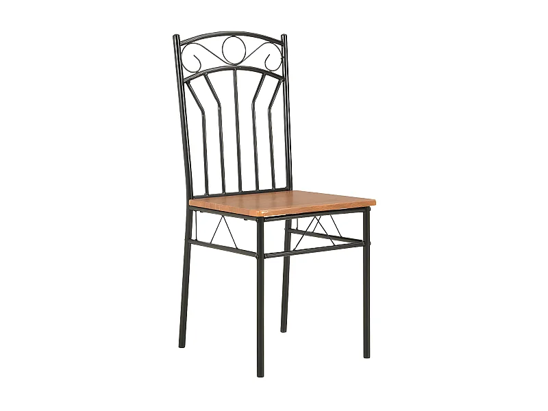 Chaise de salle à manger bois foncé et métal noir Wave - Lot de 4