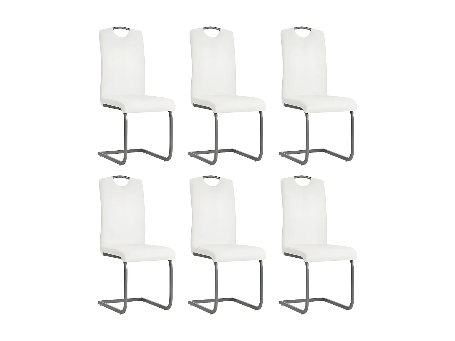 Chaise similicuir blanc et pieds métal chromé Mikarelane - Lot de 6