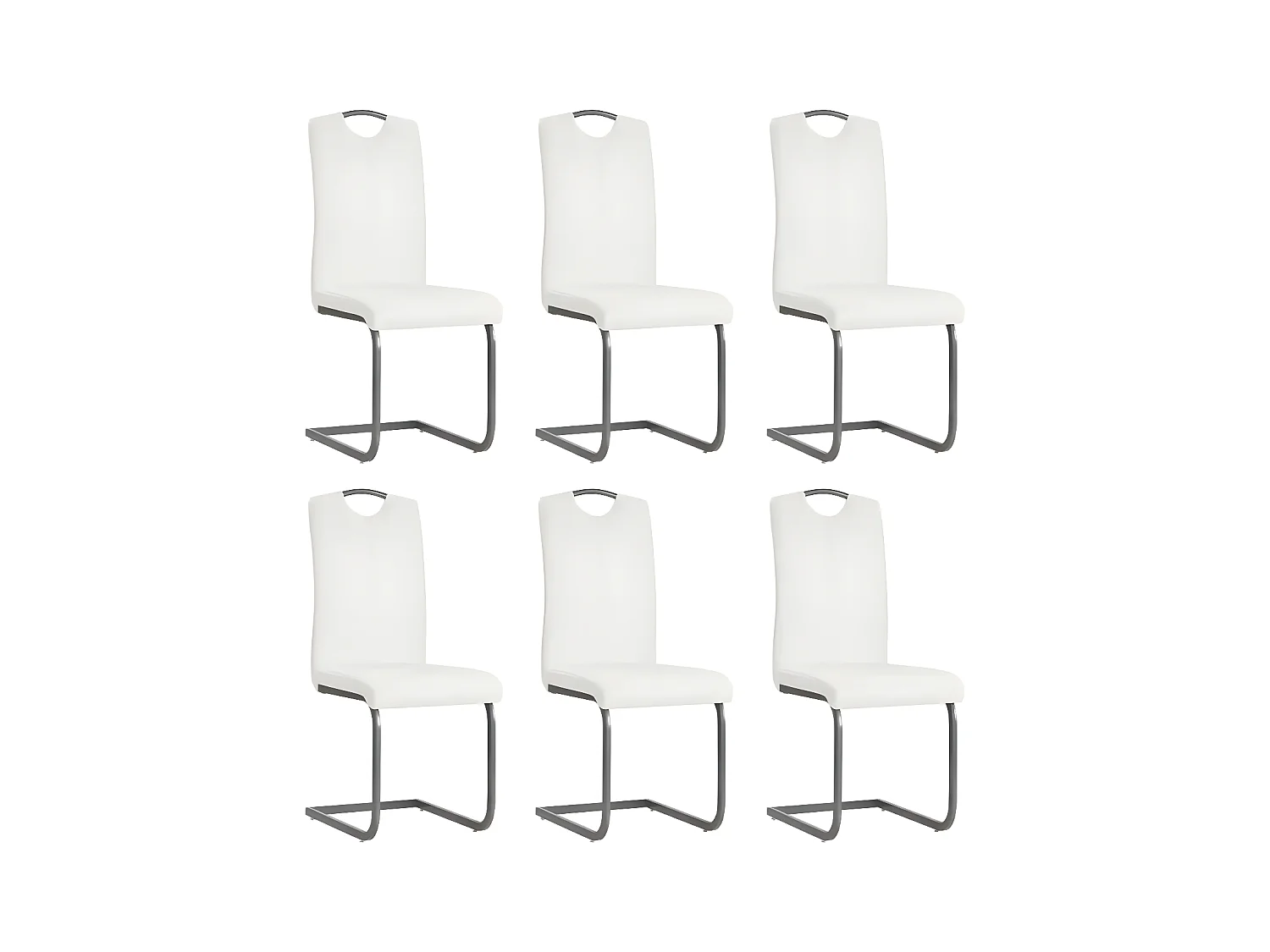 Chaise similicuir blanc et pieds métal chromé Mikarelane - Lot de 6