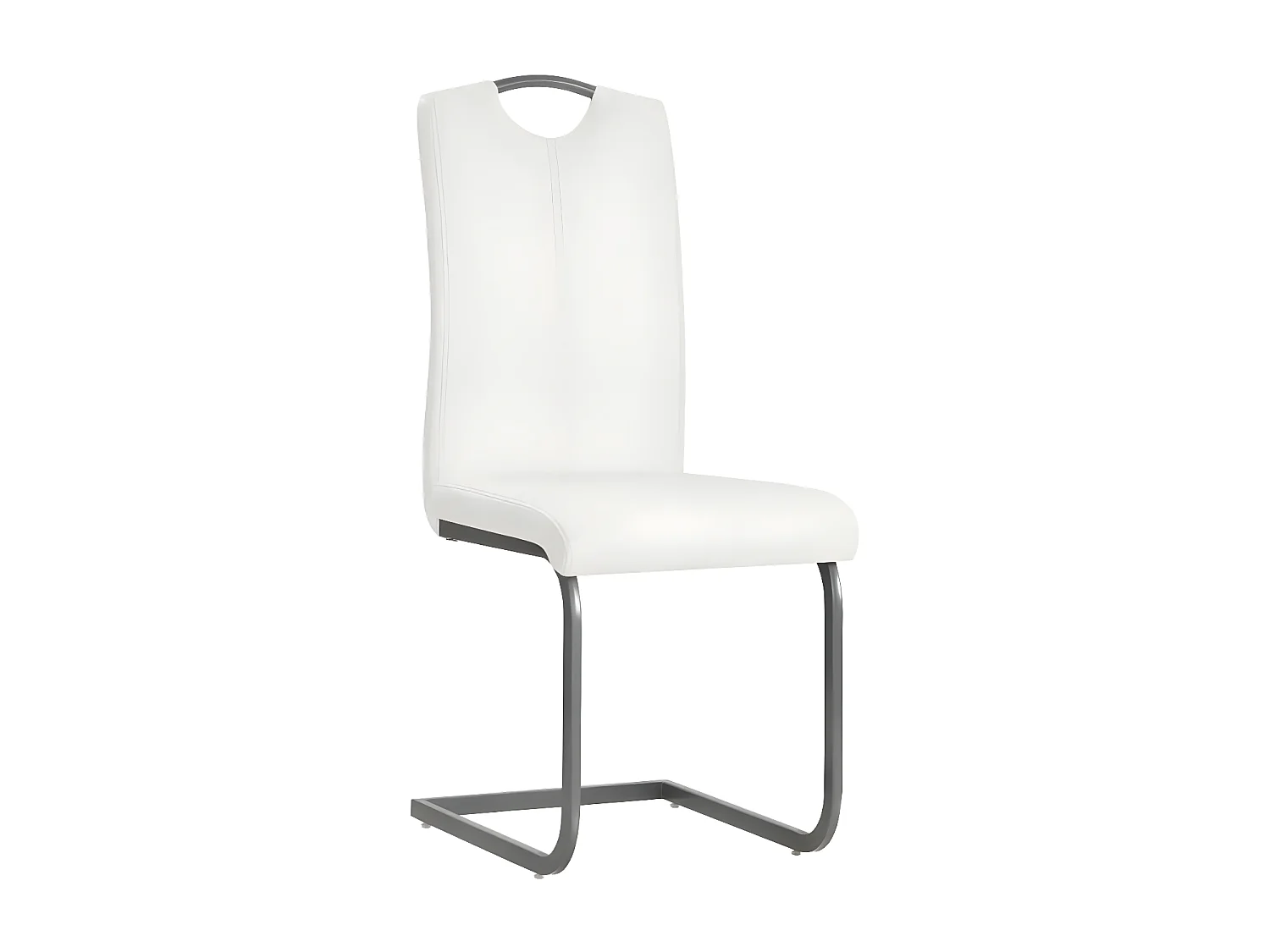 Chaise similicuir blanc et pieds métal chromé Mikarelane - Lot de 6