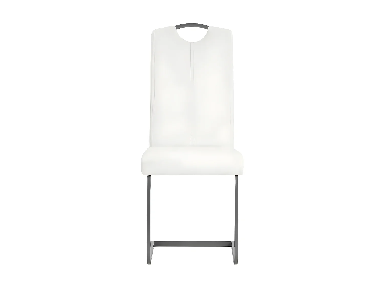 Chaise similicuir blanc et pieds métal chromé Mikarelane - Lot de 6