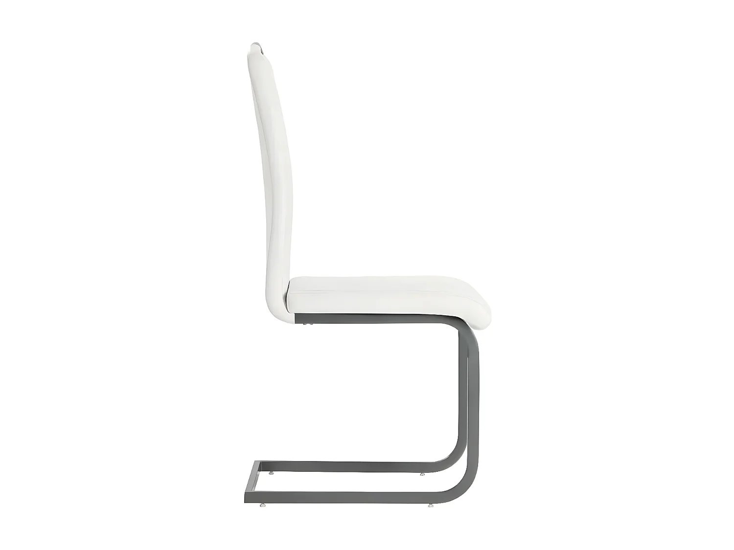 Chaise similicuir blanc et pieds métal chromé Mikarelane - Lot de 6