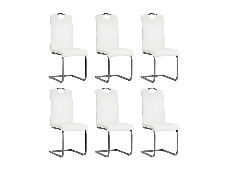 Chaise similicuir blanc et pieds métal chromé Mikarelane - Lot de 6