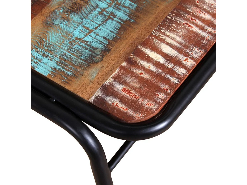 Chaise vintage bois recyclé massif et métal noir Vosa - Lot de 2