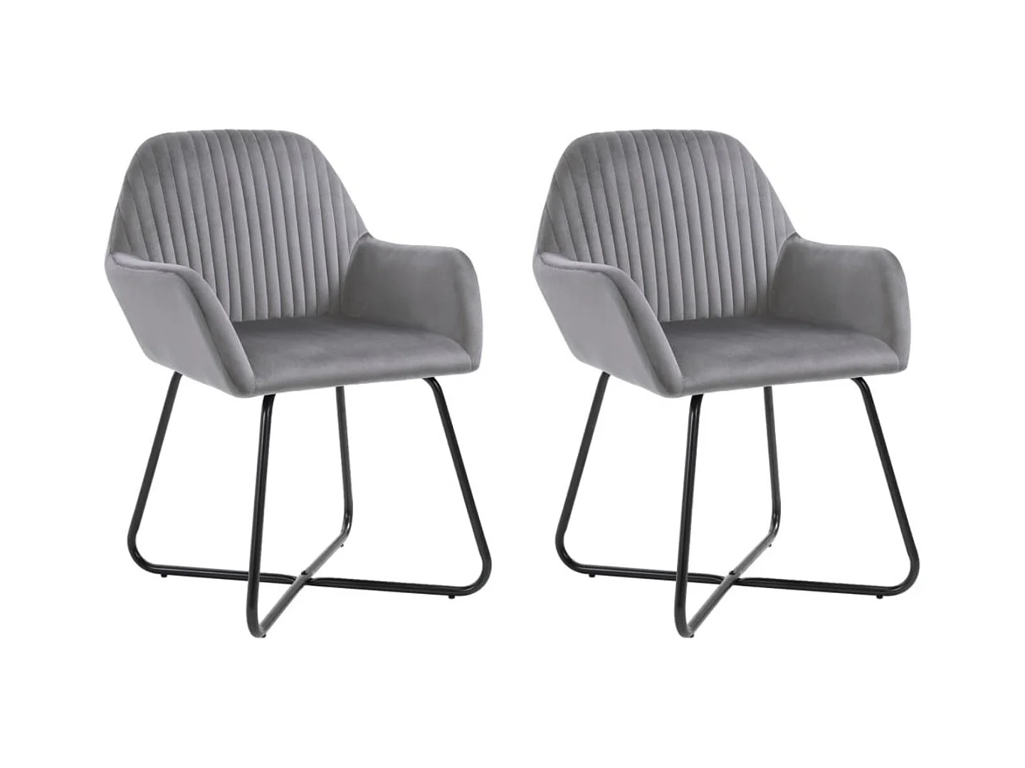 Lot de 2 chaises Mikee - Velours luxe avec pieds métal Noir-Couleur Gris
