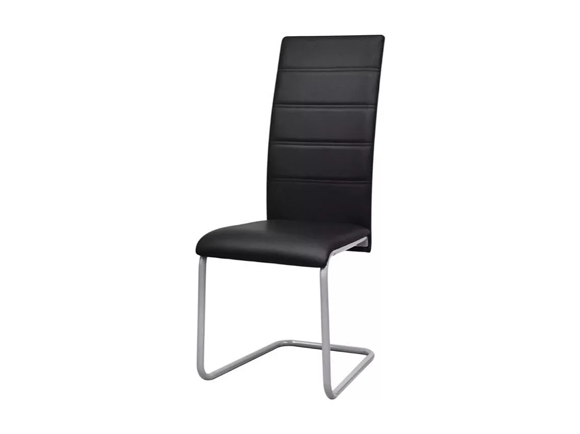 Chaise de salle à manger simili cuir noir et métal gris Feedy - Lot de 2