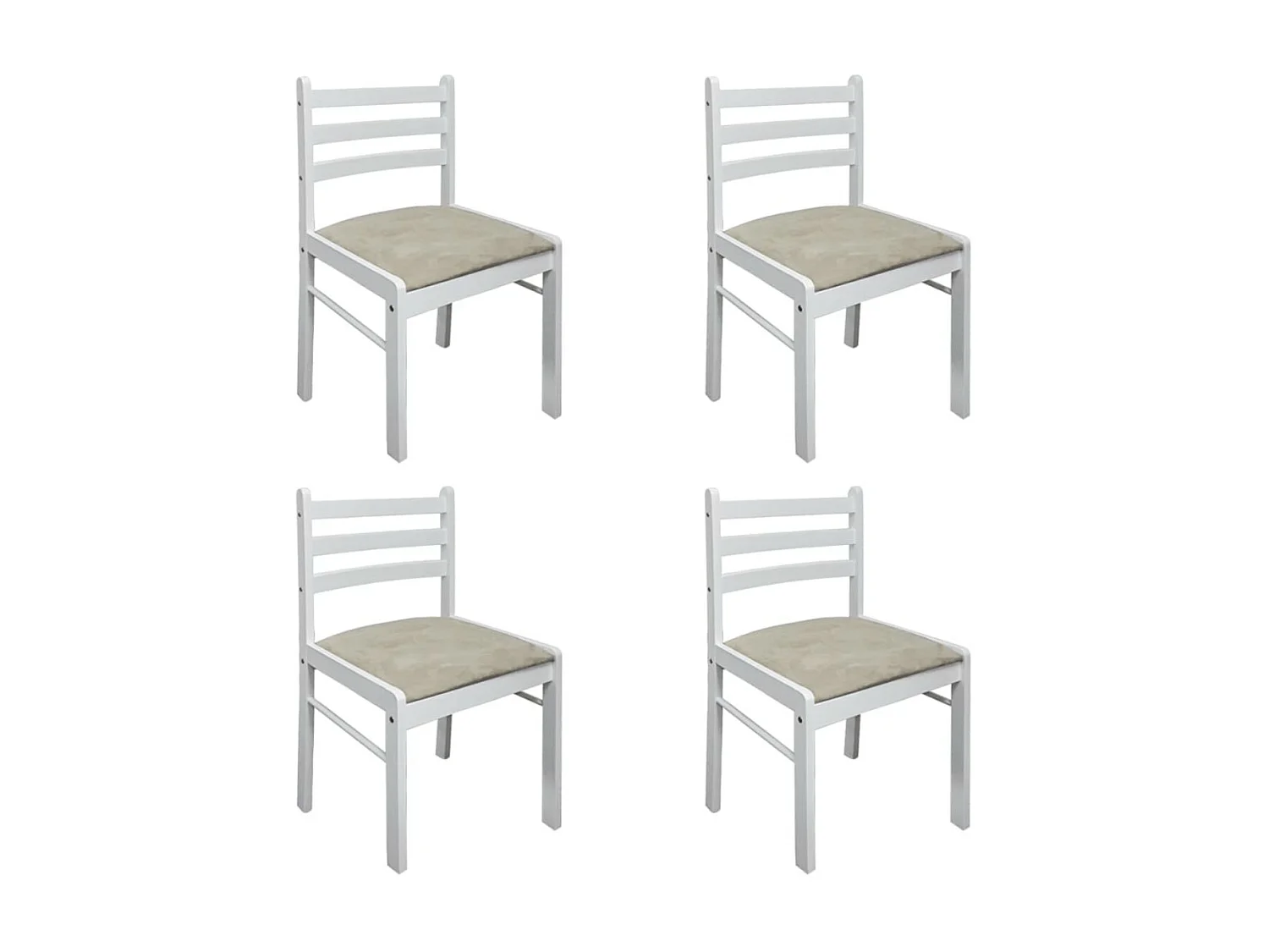 Chaise hévéa massif blanc et assise tissu Yano - Lot de 4