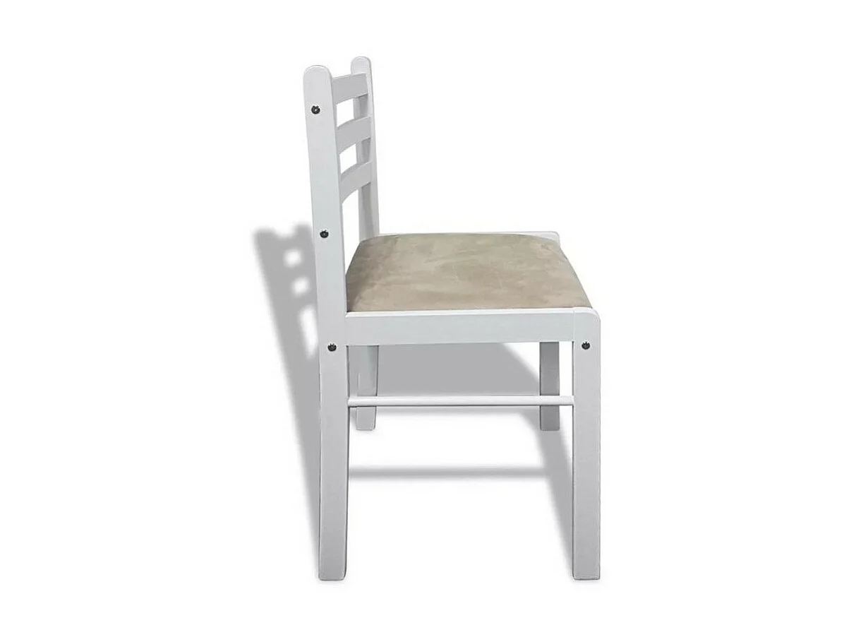 Chaise hévéa massif blanc et assise tissu Yano - Lot de 4