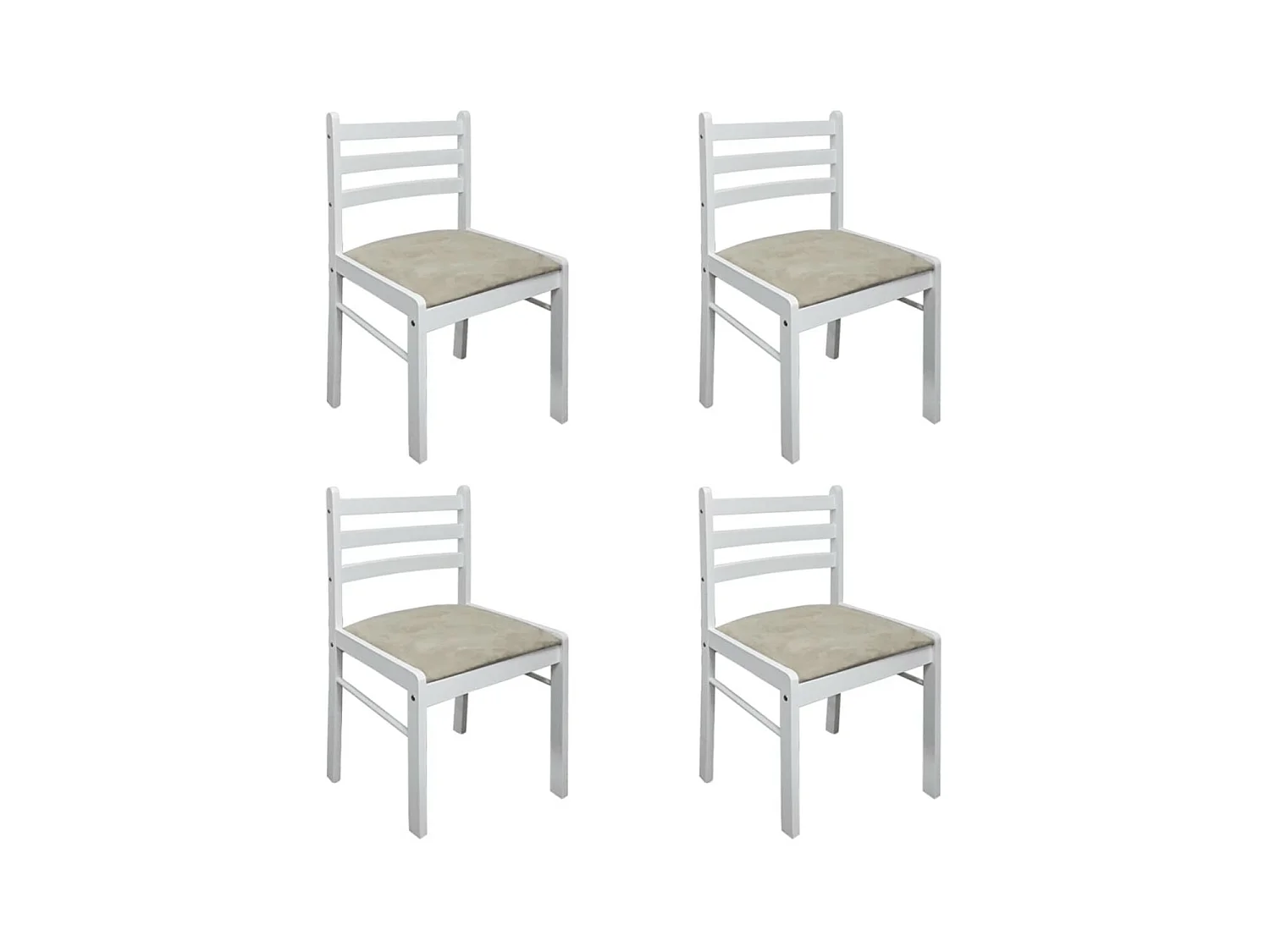 Chaise hévéa massif blanc et assise tissu Yano - Lot de 4