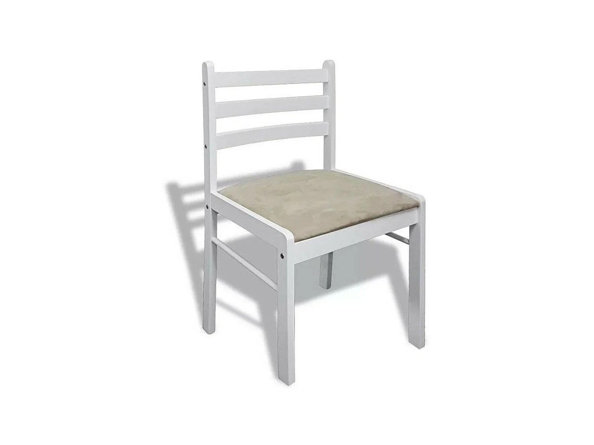 Chaise hévéa massif blanc et assise tissu Yano - Lot de 4