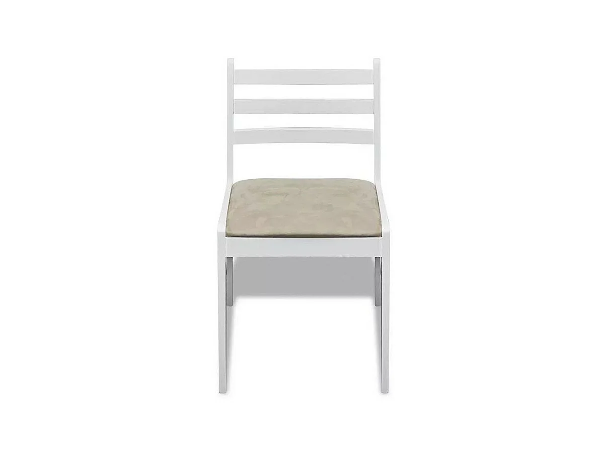 Chaise hévéa massif blanc et assise tissu Yano - Lot de 4
