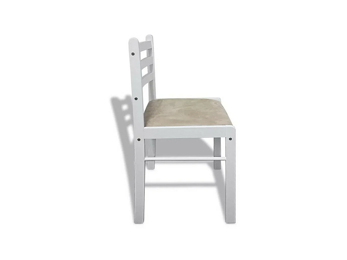 Chaise hévéa massif blanc et assise tissu Yano - Lot de 4