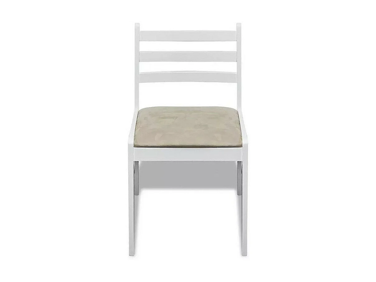 Chaise hévéa massif blanc et assise tissu Yano - Lot de 4