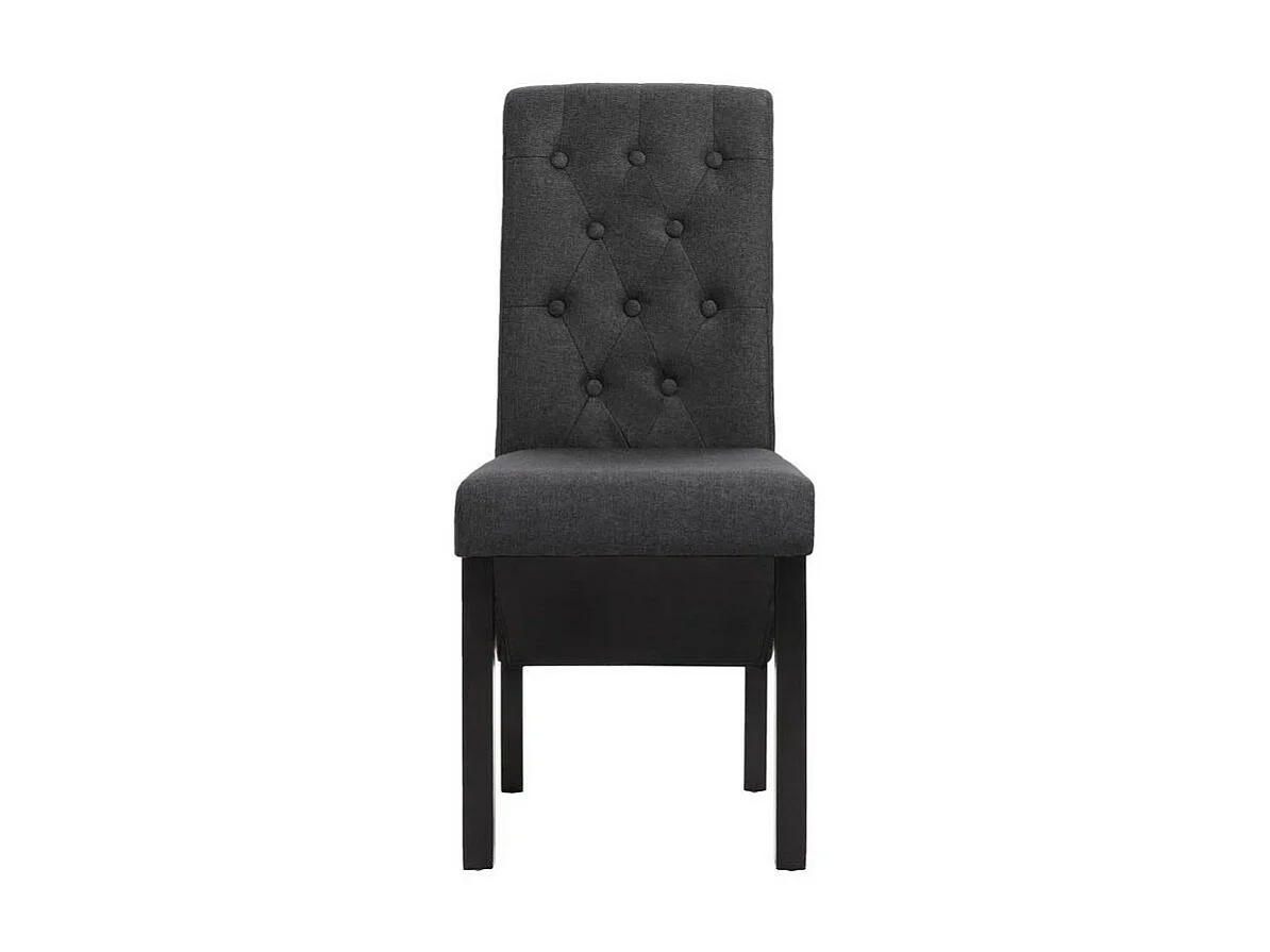 Chaise capitonnée tissu gris foncé et bois noir Neta - Lot de 4