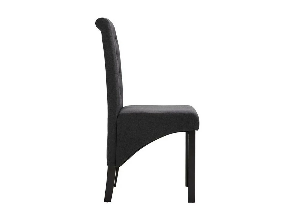 Chaise capitonnée tissu gris foncé et bois noir Neta - Lot de 4