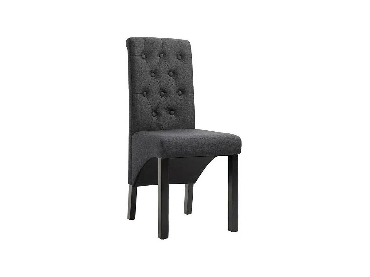 Chaise capitonnée tissu gris foncé et bois noir Neta - Lot de 4