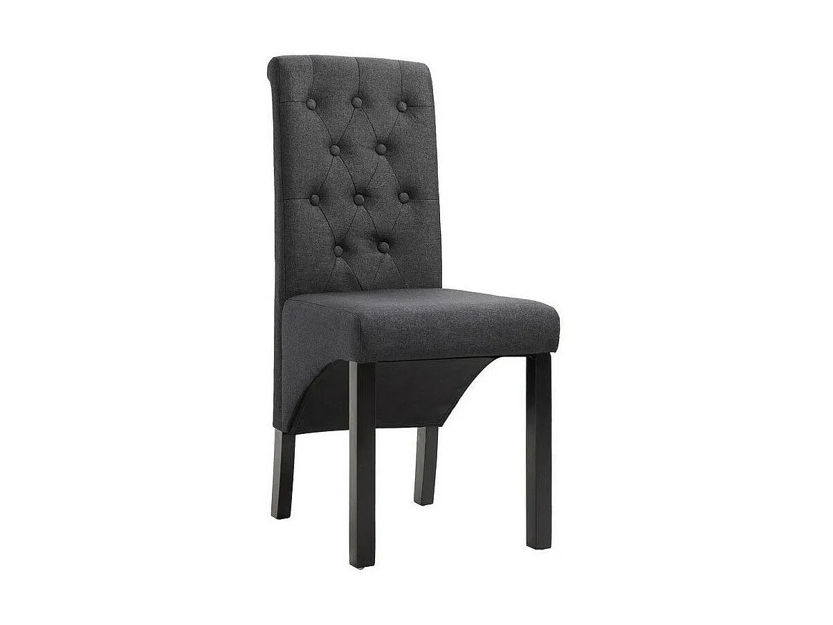 Chaise capitonnée tissu gris foncé et bois noir Neta - Lot de 4