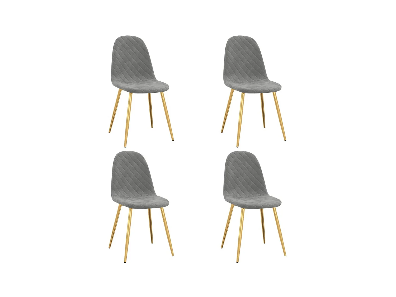 Chaise pieds métal doré et assise velours gris clair Skyla - Lot de 4