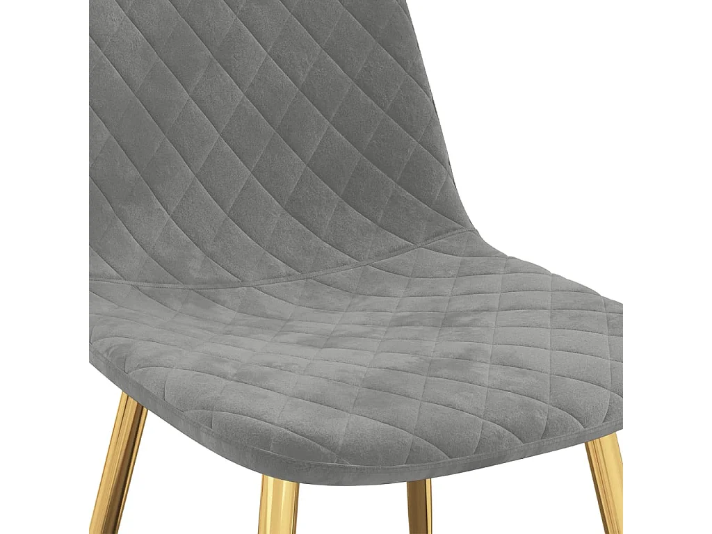 Chaise pieds métal doré et assise velours gris clair Skyla - Lot de 4
