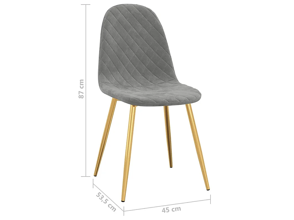 Chaise pieds métal doré et assise velours gris clair Skyla - Lot de 4