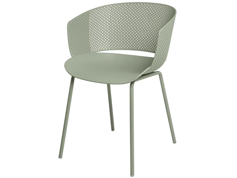 Chaise moderne avec accoudoirs en polypropylène et métal Nova-Couleur Vert amande